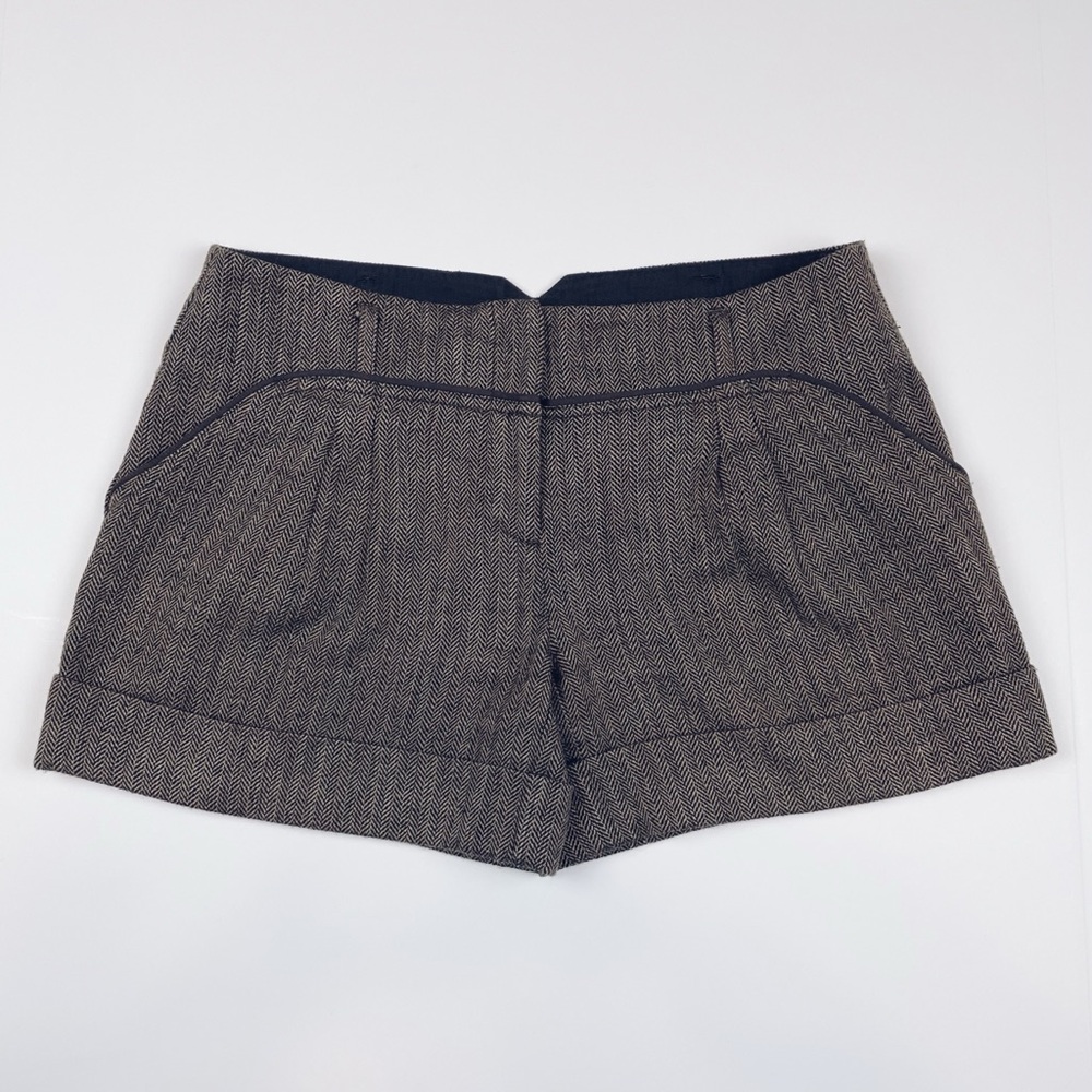 VINTAGE Sportsgirl Low-Rise Cuffed Brown Herringbone Trouser Shorts